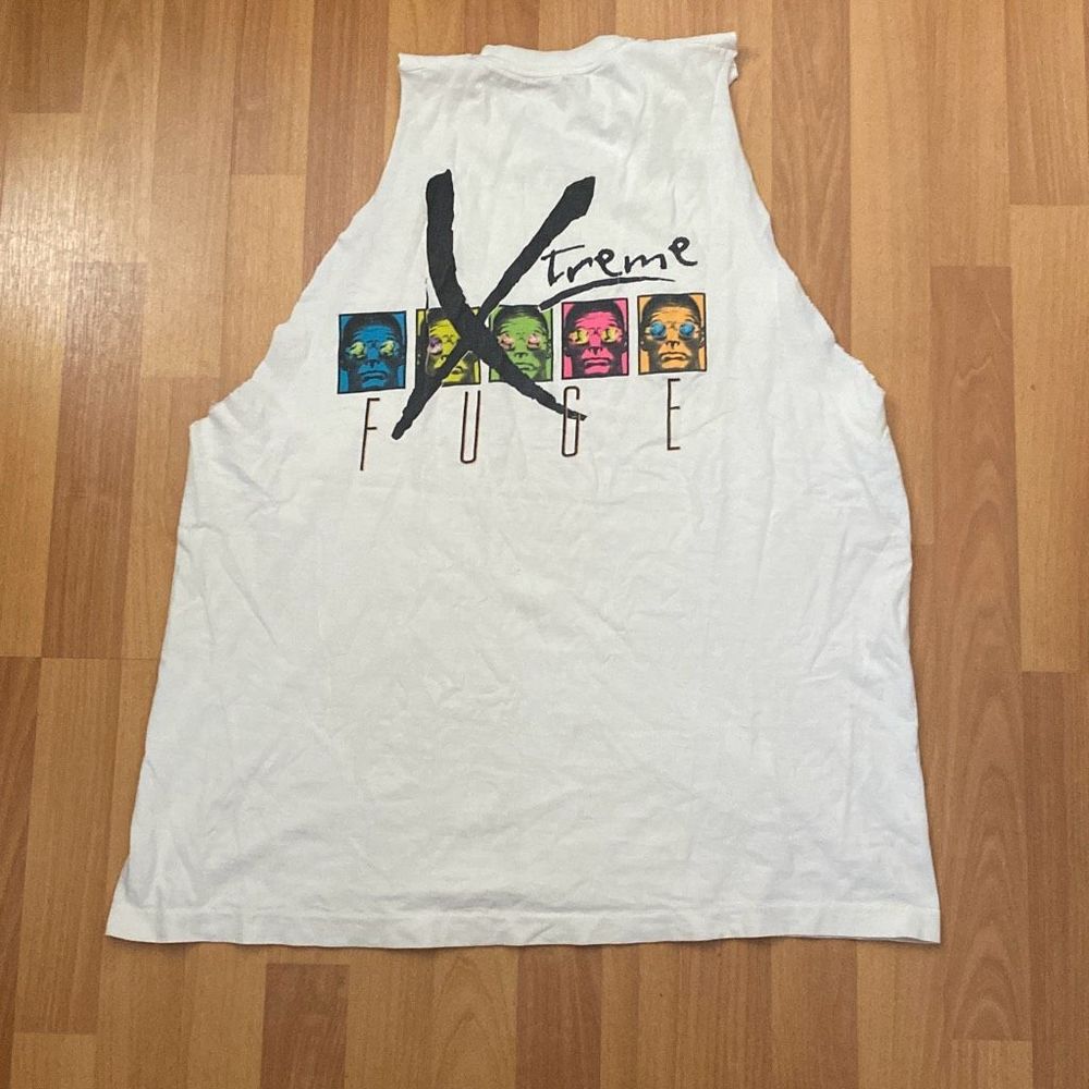 Vintage Xtreme Fuge White Cut Sleeves T Shirt Single Stitch Crew Neck Men Large